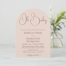 Convites Modern Minimalist Baby Shower | Powder Blush