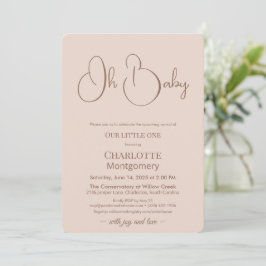 Convites Modern Minimalist Baby Shower | Powder Blush