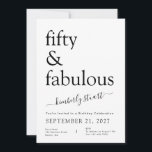 Convites Modern Minimalist Black and White 50th Birthday<br><div class="desc">Modern Minimalist Black and White 50th Birthday “Fifty and Fabulous” 50th Birthday Party Invitation – Modern, Elegant & Customizable Celebrate turning Fifty and Fabulous with this modern minimal 50th birthday party invitation, designed for anyone who loves clean lines, chic typography, and a stylish contemporary vibe. This editable template features a...</div>