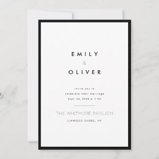 Convites Modern Minimalist Black and White Wedding
