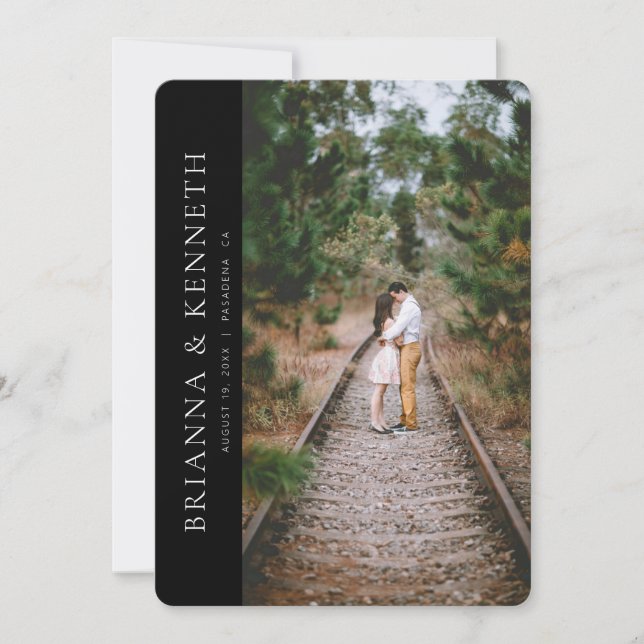 Convites Modern Minimalist Black Photo Save the Date (Frente)