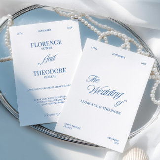 Convites Modern Minimalist Blue & White Wedding