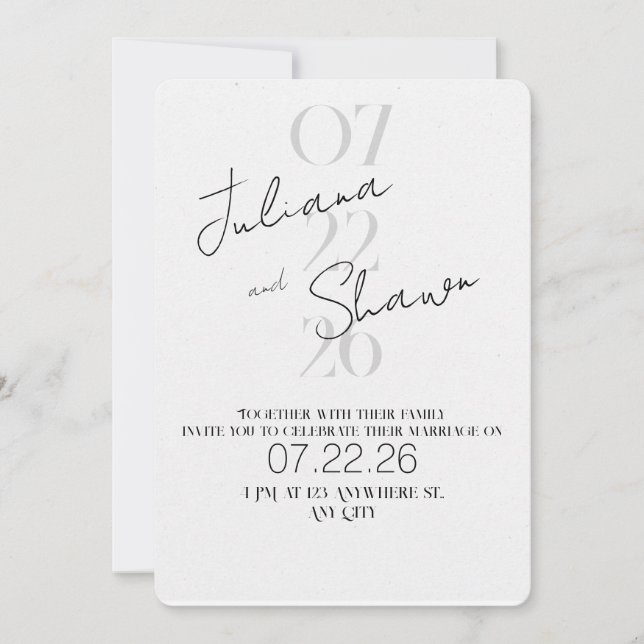 Convites Modern Minimalist Bold Typography Wedding  (Frente)