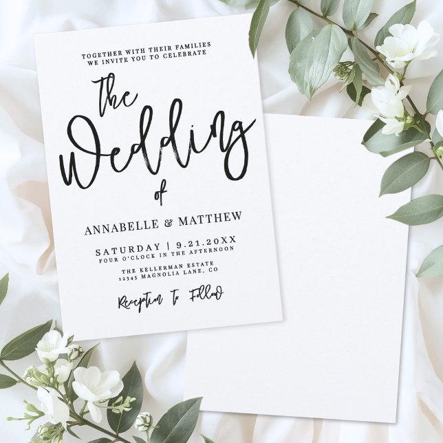 Convites Modern Minimalist Calligraphy Casual Wedding (Modern Minimalist Calligraphy Casual Wedding Invitation)