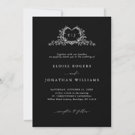 Convites Modern Minimalist Chic Calligraphy Crest Wedding  