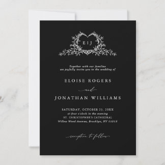 Convites Modern Minimalist Chic Calligraphy Crest Wedding