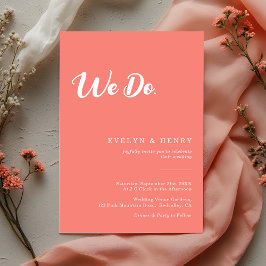 Convites Modern Minimalist Coral Pink We Do Wedding