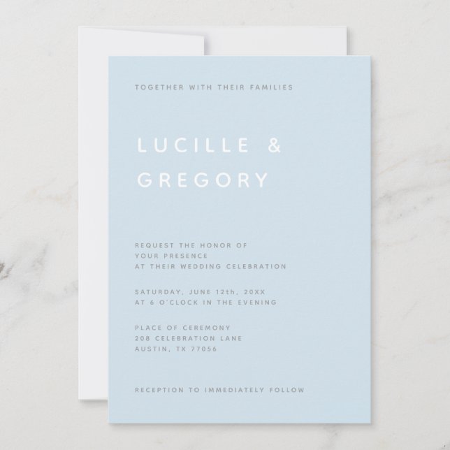 Convites Modern Minimalist Editorial All Caps Sky Blue  (Frente)