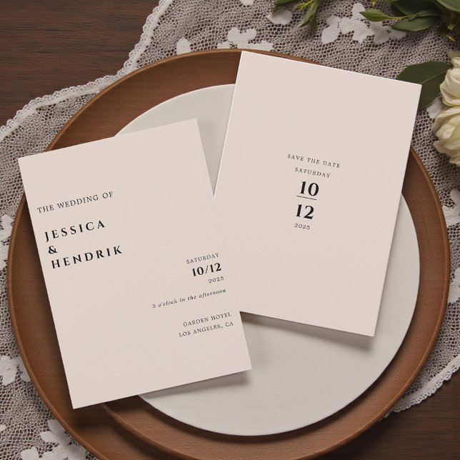 Convites Modern Minimalist Elegant Champagne Wedding (Criador carregado)
