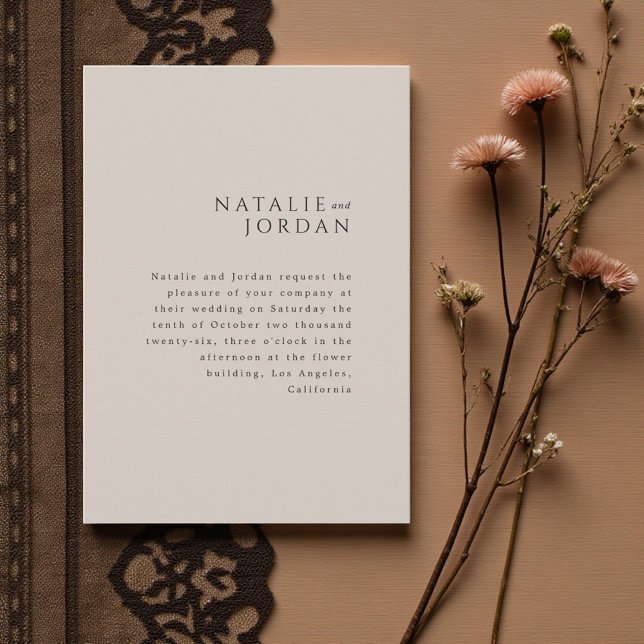 Convites Modern Minimalist Elegant Silver Grey Wedding (Modern Minimalist Elegant Silver Grey Wedding Invitation)