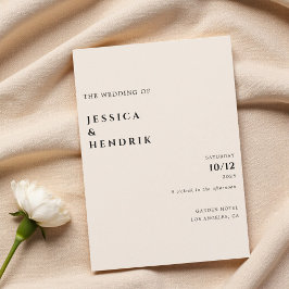 Convites Modern Minimalist Elegant Simple Cream Wedding