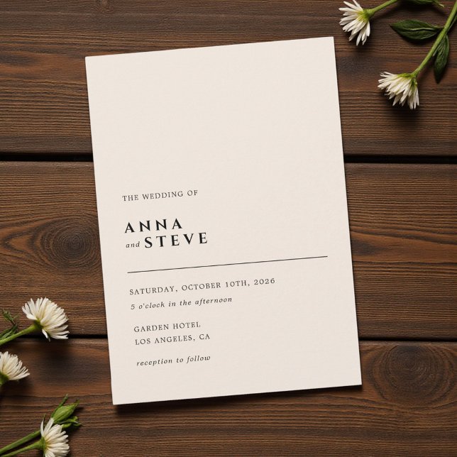 Convites Modern Minimalist Elegant Simple Cream Wedding (Modern Minimalist Elegant Simple Cream Wedding Invitation)