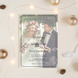 Convites Modern Minimalist Full Photo Overlay Wedding