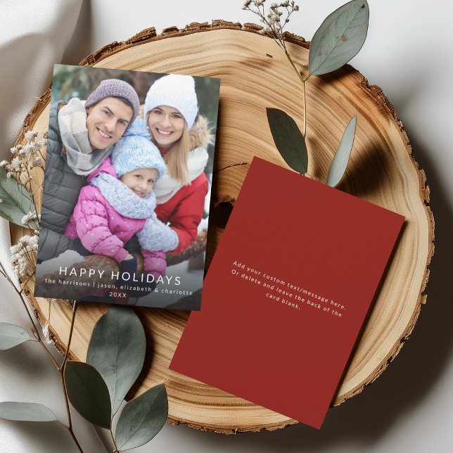 Convites Modern Minimalist Happy Holidays Family Photo Card (Criador carregado)