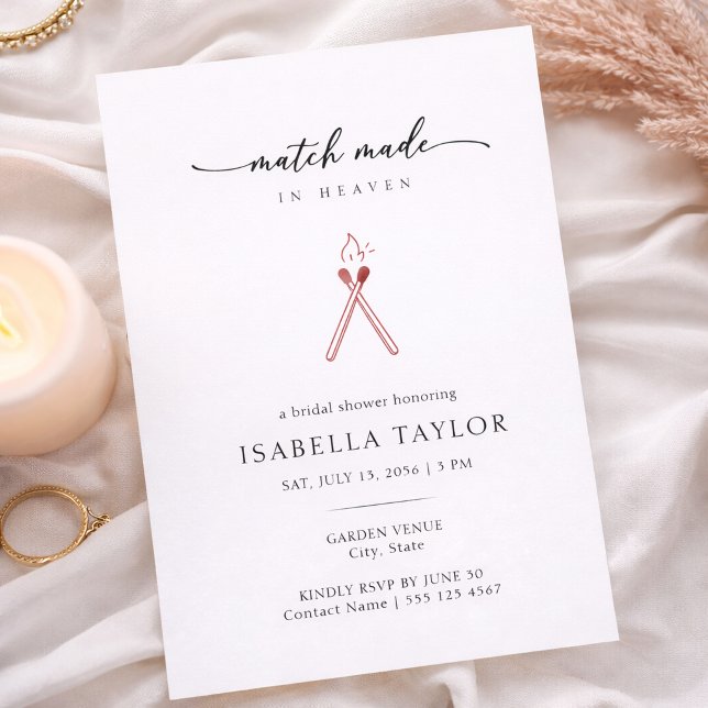 Convites Modern Minimalist Match Bridal Shower Invitation (Criador carregado)