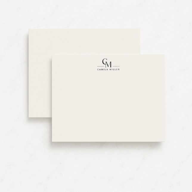 Convites Modern Minimalist Monogram Stationery Note Card (Criador carregado)
