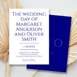 Convites Modern Minimalist Navy Blue Trendy Wedding 
