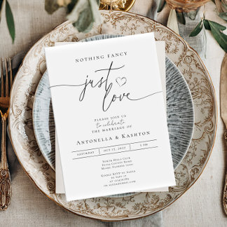 Convites Modern minimalist Nothing Fancy Just Love wedding