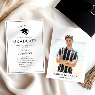 Convites Modern Minimalist One PHOTO Graduation Party