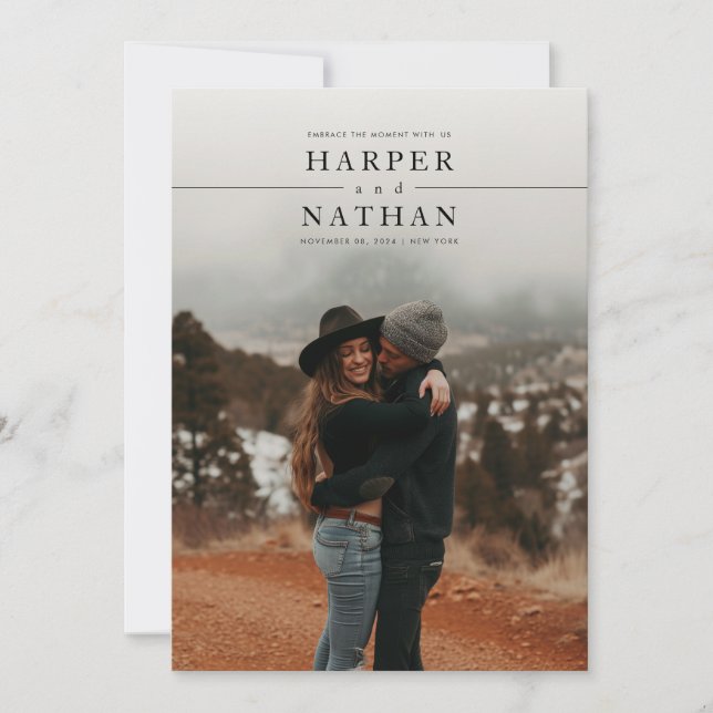 Convites Modern Minimalist Photo QR Code Wedding (Frente)