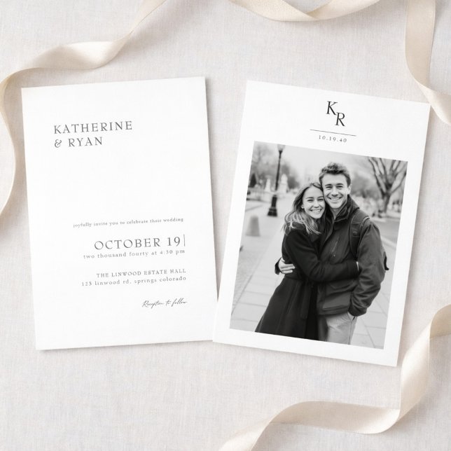 Convites Modern Minimalist Photo Wedding Invitation (Criador carregado)