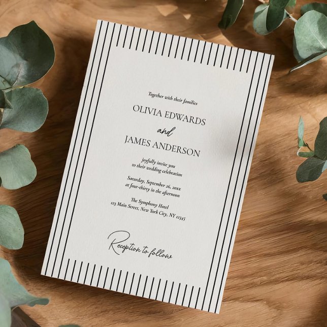 Convites Modern Minimalist Pinstripe Wedding (Criador carregado)