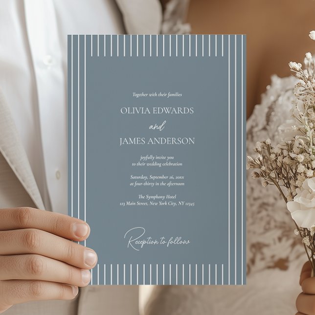 Convites Modern Minimalist Pinstripe Wedding Invitation (Criador carregado)
