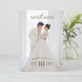 Convites Modern Minimalist Romantic Script Photo Wedding