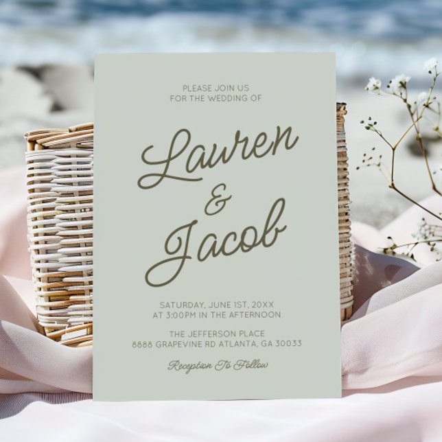 Convites Modern Minimalist Sage Green Wedding (Criador carregado)