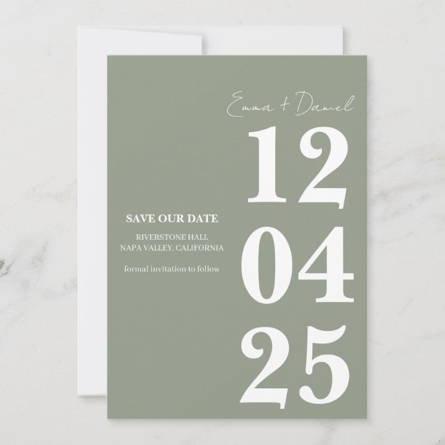 Convites Modern Minimalist Save the Date  (Frente)