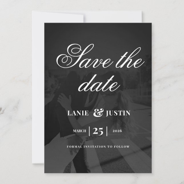 Convites Modern Minimalist Save the Date Wedding Photo (Frente)