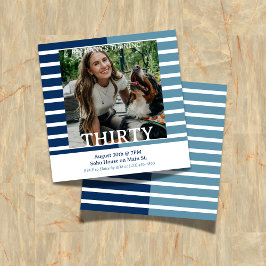 Convites Modern Minimalist Striped 30th Birthday Square