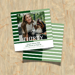 Convites Modern Minimalist Striped 30th Birthday Square