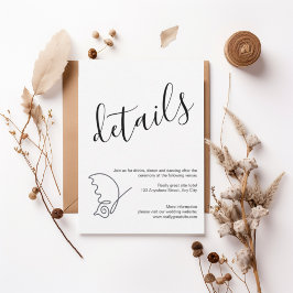 Convites Modern Minimalist Wedding Details Card