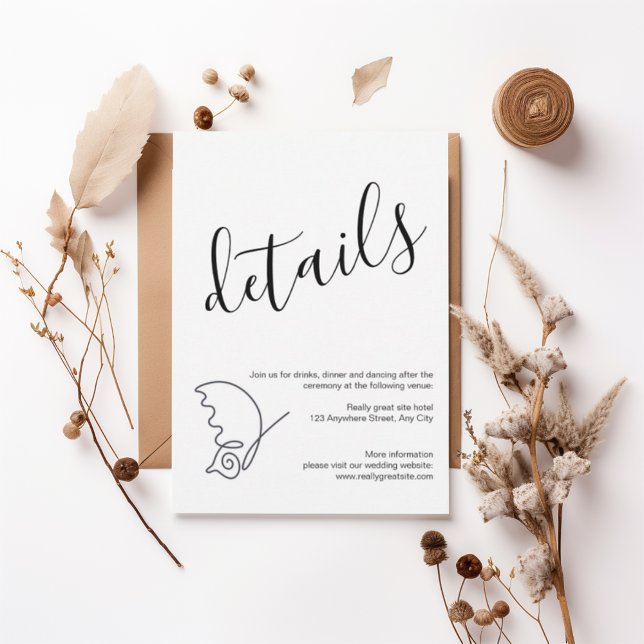 Convites Modern Minimalist Wedding Details Card (Criador carregado)
