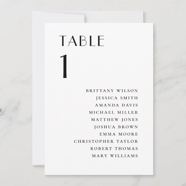 Convites Modern Minimalist Wedding | Elegant Seating Chart (Frente)