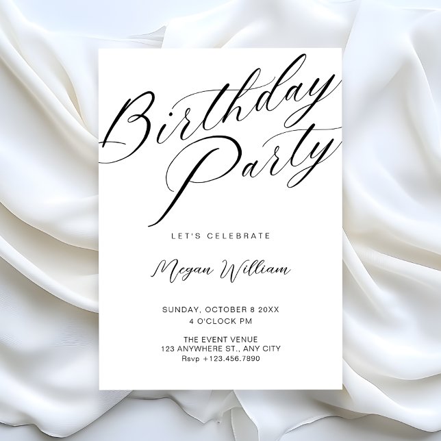 Convites Modern minimalist white birthday  (Criador carregado)
