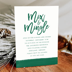 Convites Modern Mix e Mingle Green Script Holiday Party