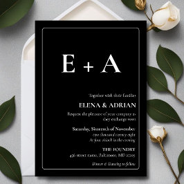 Convites Modern Moody Photo Wedding Invitation with QR code