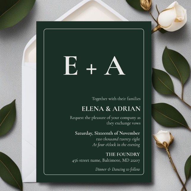 Convites Modern Moody Photo Wedding Invitation with QR code (Criador carregado)