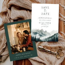 Convites Modern Mountain Greenery Save the Date Photo