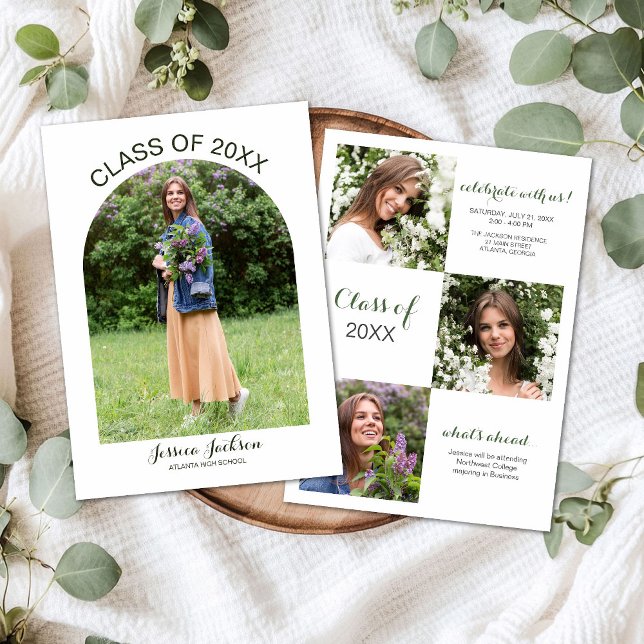 Convites Modern Multi Photo Arch High School Invitation (Criador carregado)