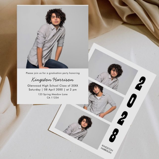 Convites Modern Multi Photo Boy Graduation Invitation (Criador carregado)