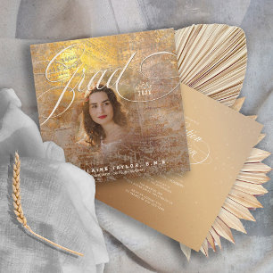 Convites Modern Music Grad Photo Gold ID899 Invitation