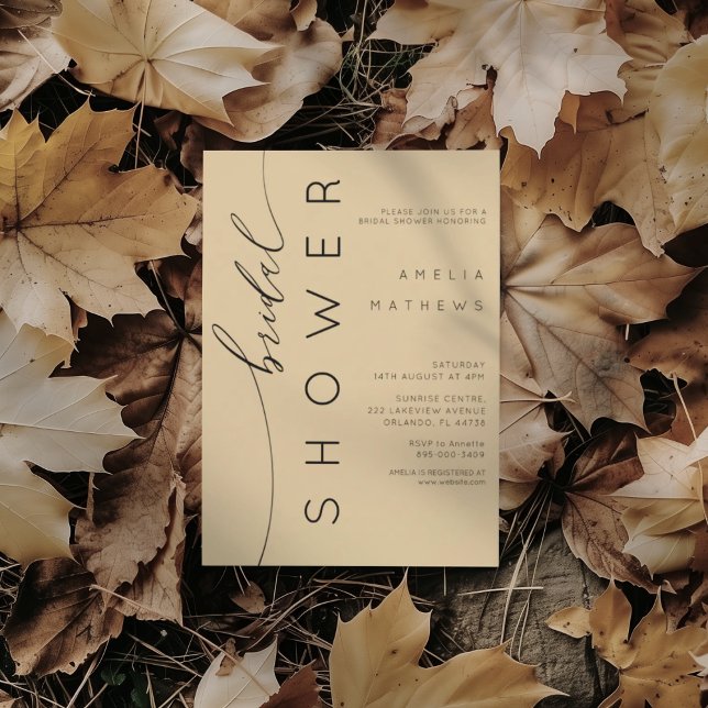 Convites Modern Muted Gold & Black Bridal Shower (Criador carregado)