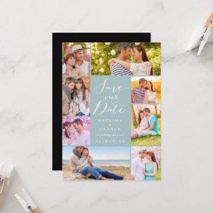 Convites Modern Na moda Script 8 Multi Photo Salve A Data