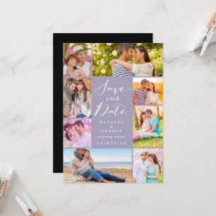 Convites Modern Na moda Script 8 Multi Photo Salve A Data