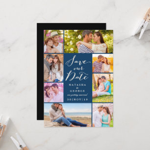 Convites Modern Na moda Script 8 Multi Photo Salve A Data