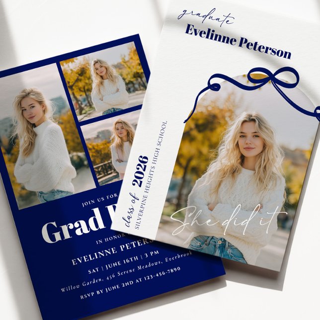 Convites Modern Navy 2026 Graduation Invitation (Criador carregado)