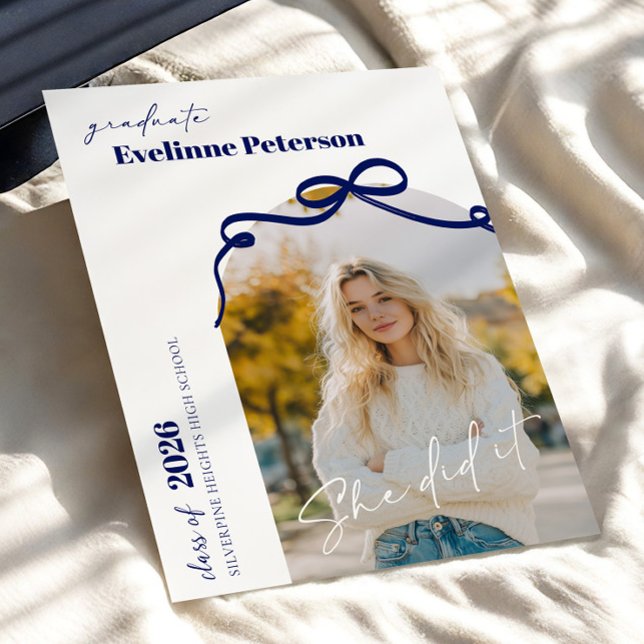 Convites Modern Navy 2026 Graduation Invitation (Criador carregado)